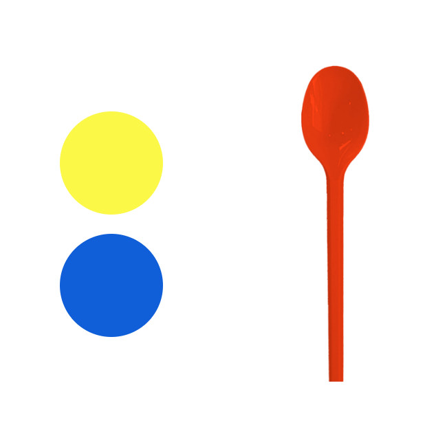 Vista principal del cucharas de 12,5 cm - Silvex - 12 unidades en color amarillo, azul marino y rojo