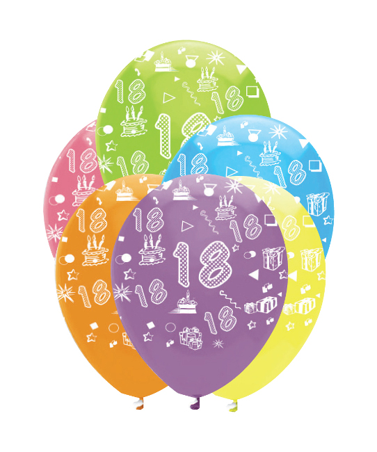 Vista principal del globos surtidos de colores cumpleaños de 30 cm - Creative Party - 6 unidades en stock