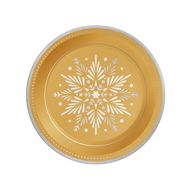 Vista principal del platos de estrella de Navidad de 18 cm - Maxi Products - 6 unidades en color dorado, plateado y rojo
