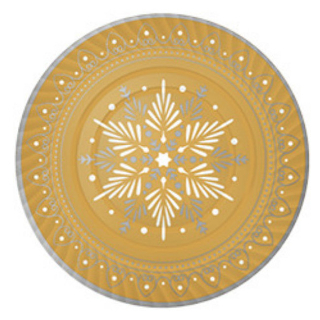 Vista frontal del bandeja de estrella de Navidad de 30,5 cm - Maxi Products - 1 unidad en color dorado, plateado y rojo