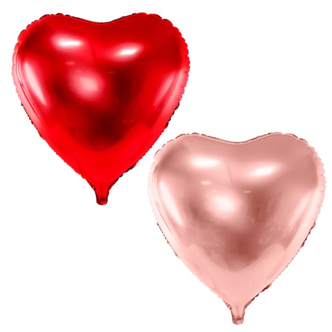 Vista principal del globo de corazón XXL de colores de 72 x 73 cm - PartyDeco - 1 unidad en color rojo y rosa dorado