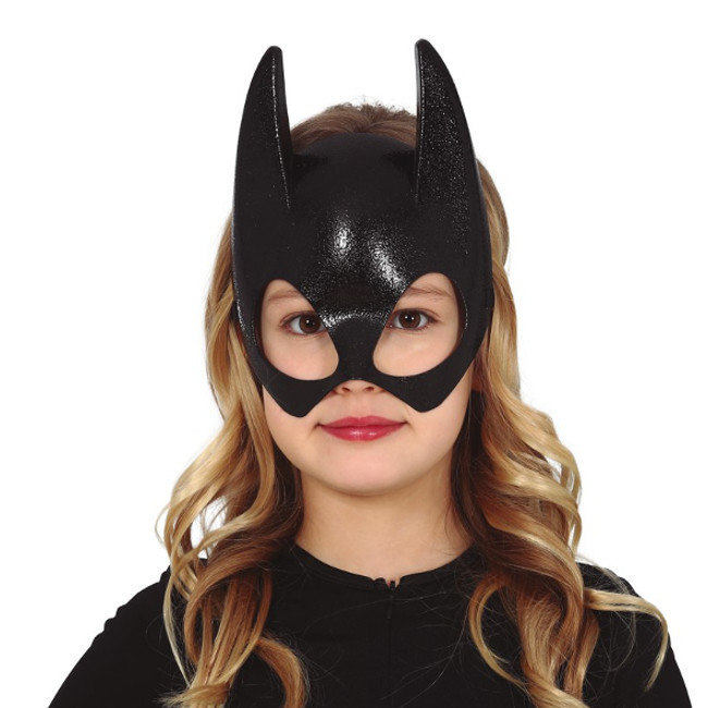 Vista principal del máscara de superhéroe murciélago negro infantil en stock