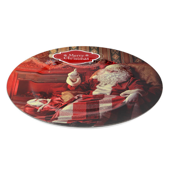 Vista principal del plato de Papá Noel rojo de plástico duro de 33 cm - 1 unidad en stock