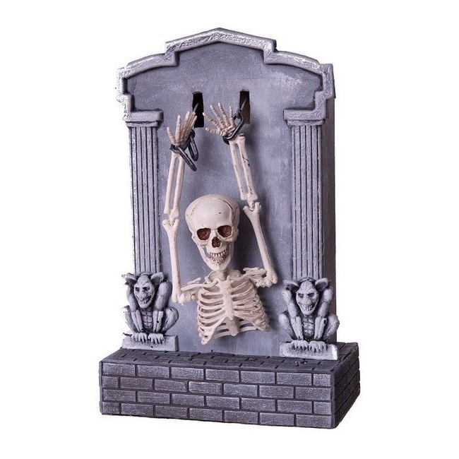 Vista frontal del lápida de esqueleto en stock