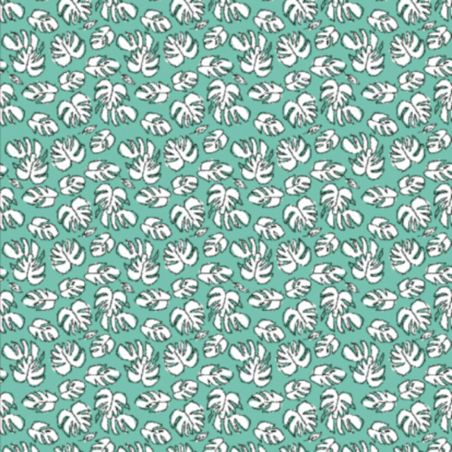 Vista frontal del tela de algodón hojas Maylea - Indigo en stock