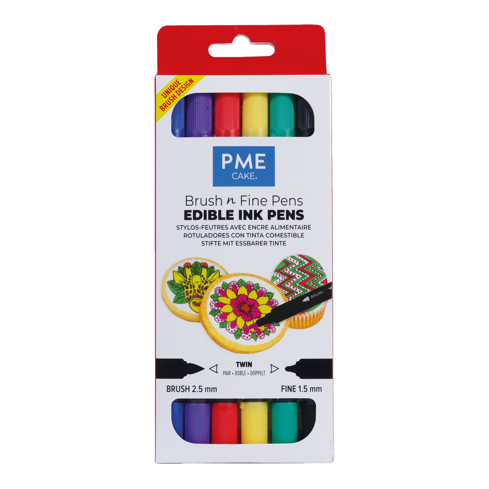 Set de bolígrafos de tinta comestible con doble punta de colores - PME - 6  unidades por 15,25 €