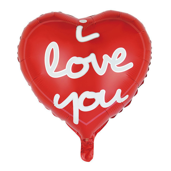 Vista principal del globo de corazón de I love you rojo de 46 cm en stock