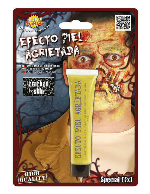 Vista principal del maquillaje zombie efecto piel agrietada de 28 gr en color amarillo y azul