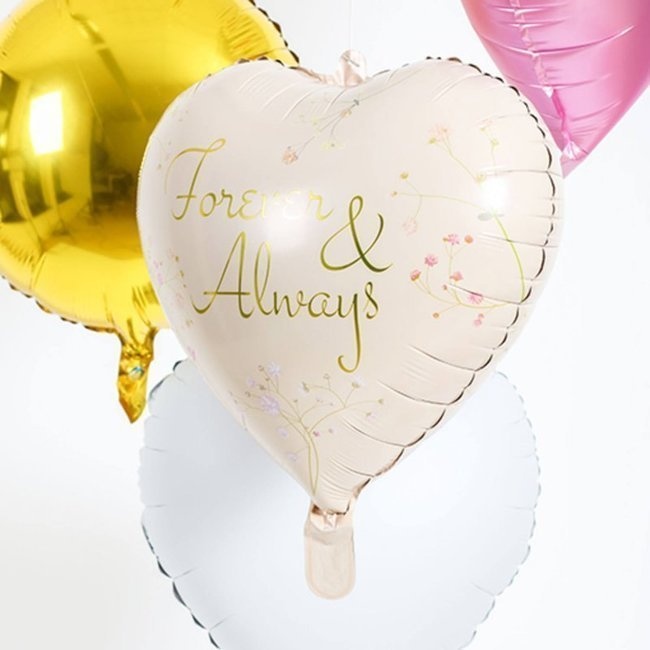 Foto detallada de globo de corazón Forever & Allways de 45 cm