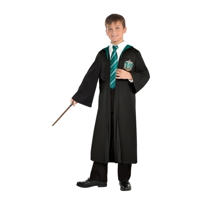Vista delantera del disfraz de Harry Potter de Slytherin en tallas 4 a 12 años