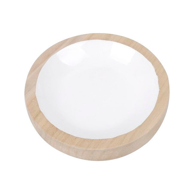 Bandeja vaciabolsillos blanco decapado, Madera 17 cm