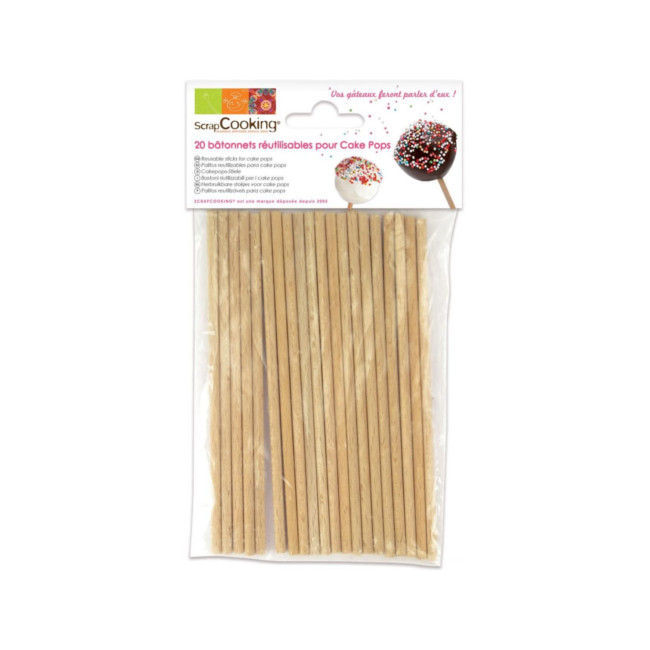 Palitos de madera para cake pops de 13 cm - Scrapcooking - 20 unidades por  3,25 €