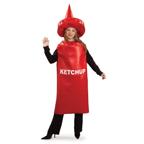 Vista principal del disfraz de bote ketchup en talla única
