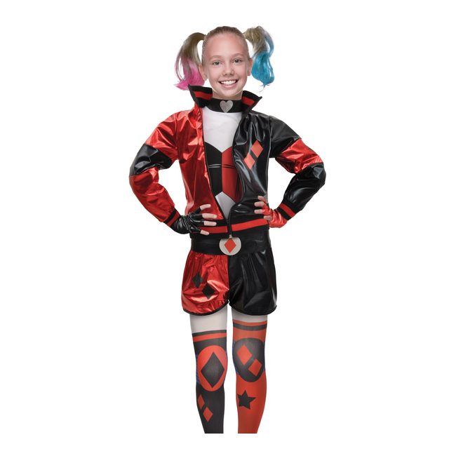 Vista principal del disfraz de Harley Quinn infantil en tallas 3 a 12 años