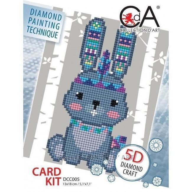 Foto detallada de diamond painting tarjeta de conejo - Collection D art