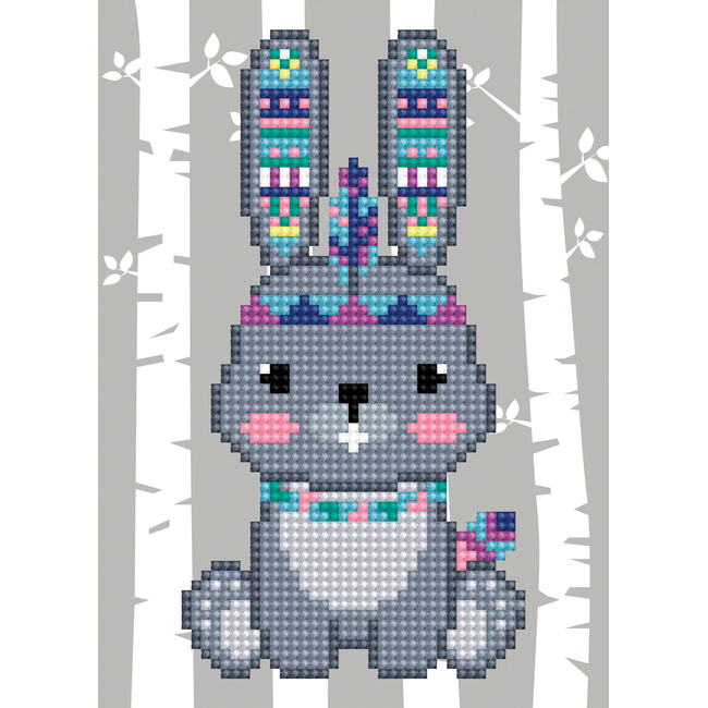 Vista delantera del diamond painting tarjeta de conejo - Collection D art en stock