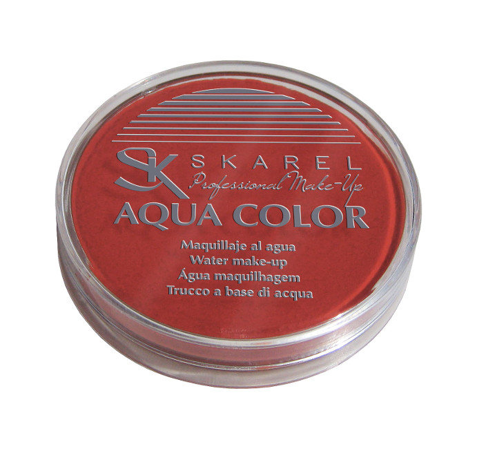 Vista delantera del maquillaje al agua profesional en tarro de 12 ml en color azul, marrón, naranja, plateado, rojo, rosa coral y verde