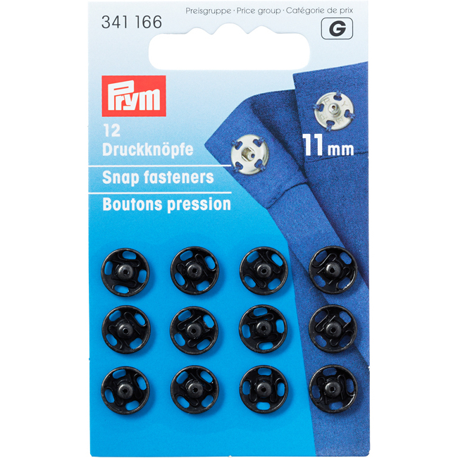 Vista principal del botones a presión de 1,1 cm - Prym - 12 pares en color negro y plateado