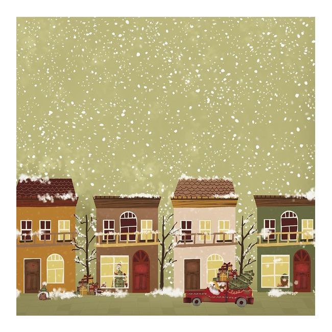 Vista frontal del papel Vellum Casas de Navidad de 30,5 x 30,5 cm - Artis decor - 3 unidades en stock