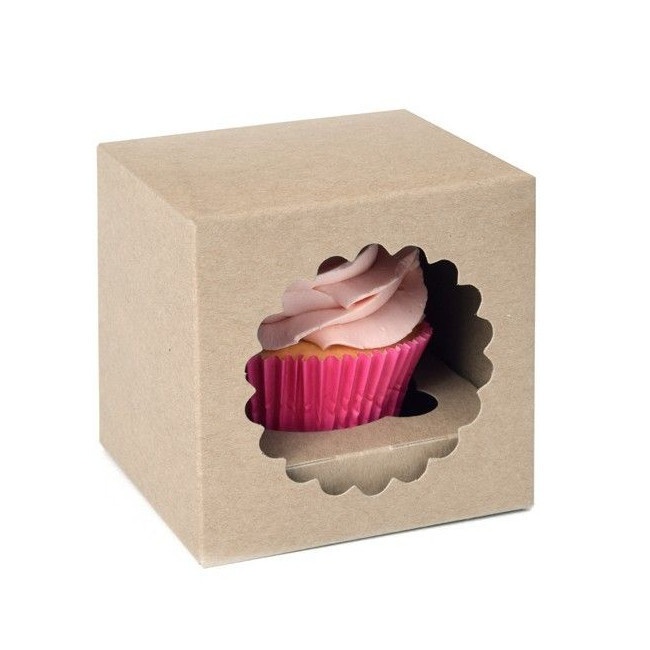 Foto detallada de caja para 1 cupcake kraft - 9 x 9 x 9 cm - House of Marie - 3 unidades