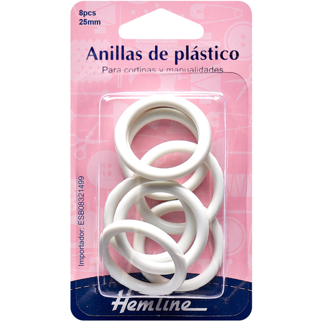 Vista frontal del anillas de plástico de 2,5 cm - Hemline - 8 unidades en stock
