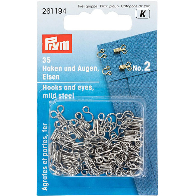 Corchetes de acero inoxidable plateado nº 2 - Prym - 35 unidades por 3,50 €