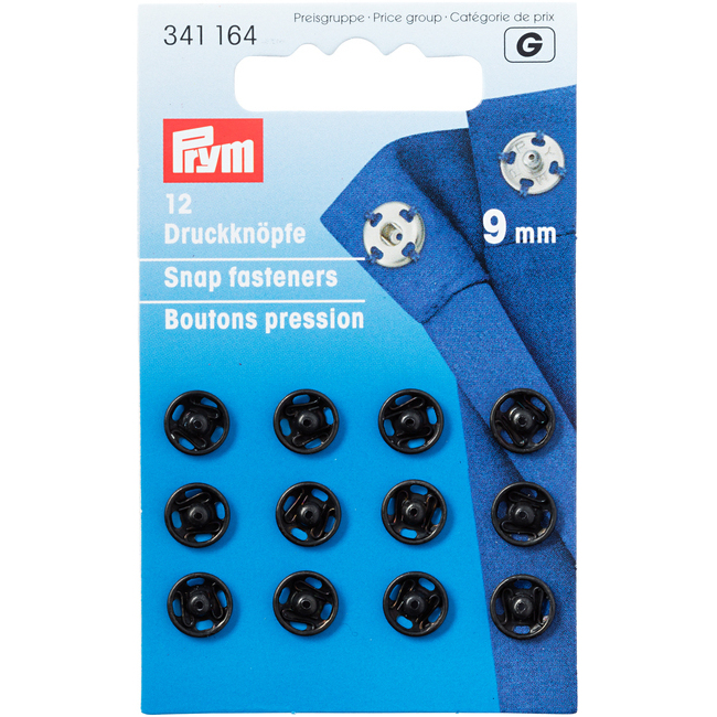 Vista principal del botones a presión de 0,9 cm - Prym - 12 pares en color negro y plateado