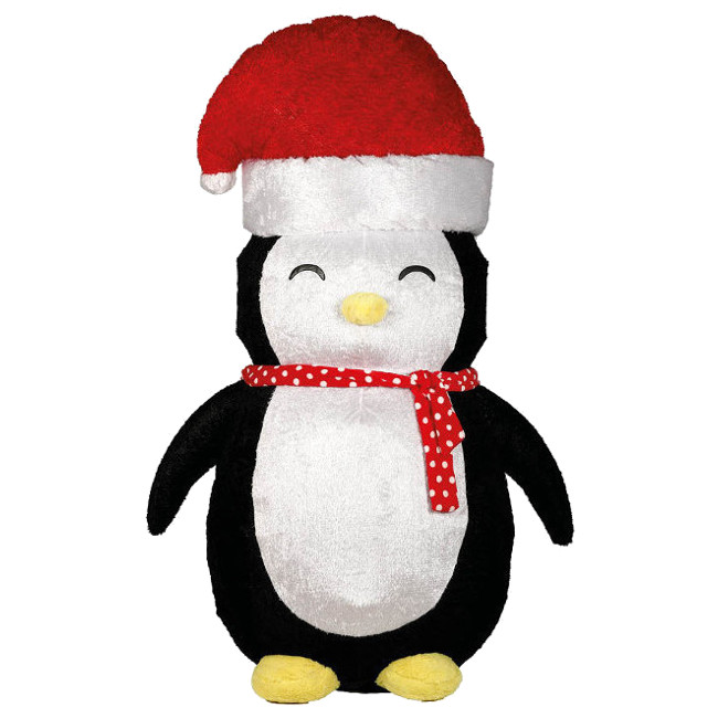 Vista frontal del pingüino navideño hinchable de 1,83 m