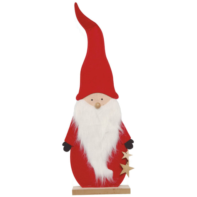 Vista principal del figura de Papa Noel de fieltro y madera de 75 cm