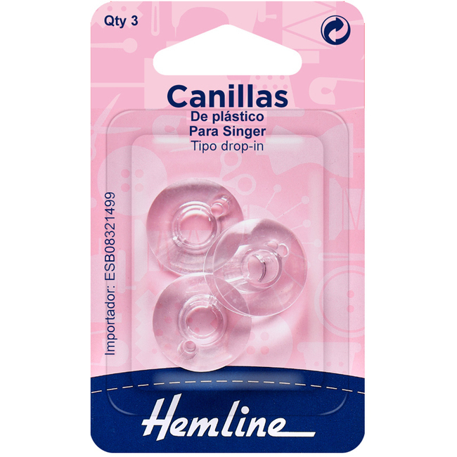 Canillas para máquina de coser Singer de plástico tipo Drop In - Hemline -  3 unidades por 1,75 €