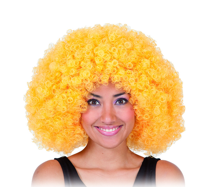 Vista principal del peluca afro en color amarillo, negro, rojo y verde