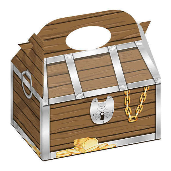 Caja de cartón de cofre pirata - 12 unidades por 9,25 €