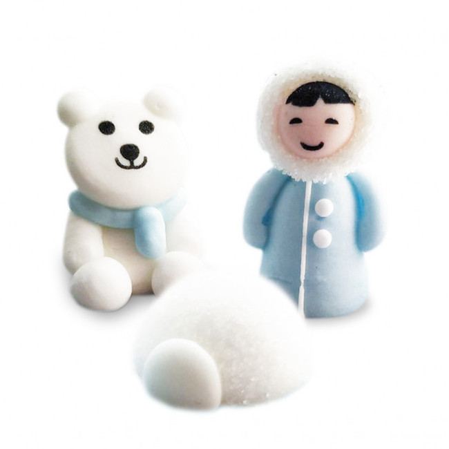 Vista principal del figuras de azúcar 3D de oso polar, iglú y esquimal - Scrapcooking - 3 unidades en stock