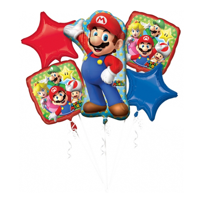Vista frontal del bouquet de Mario Bros - Anagram - 5 unidades en stock