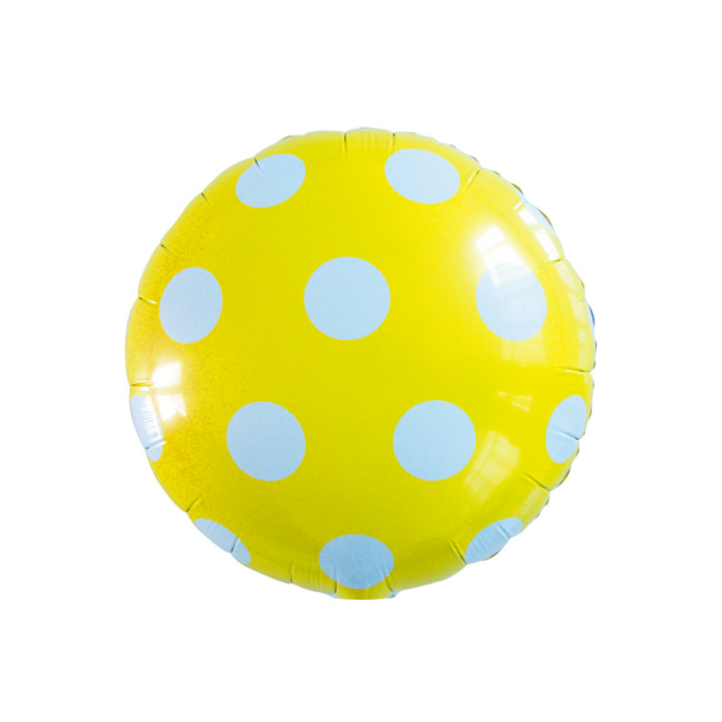 Vista delantera del globo redondo en color amarillo, azul, azul marino, fucsia, morado, negro, rojo, rosa, verde y verde oscuro