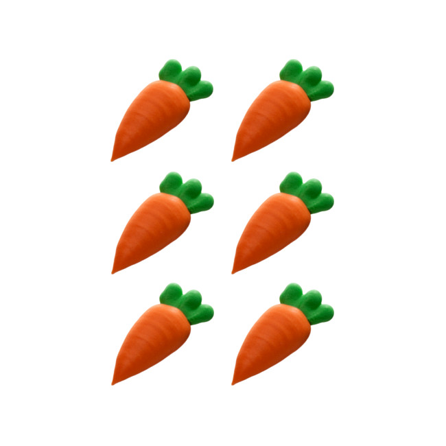 Vista delantera del figuras de azúcar de zanahorias - Dekora - 60 unidades en stock