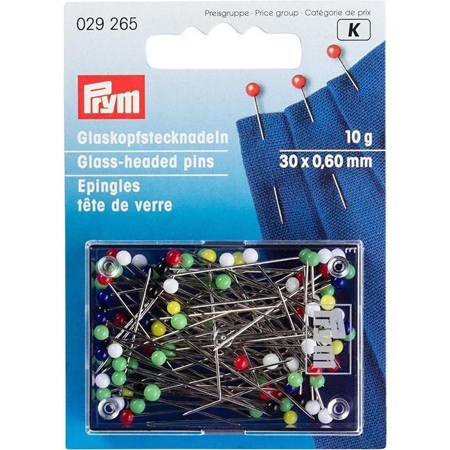 Alfileres cabeza de vidrio colores surtidos de 30 x 0,6 mm - Prym - 10 gr  por 4,25 €