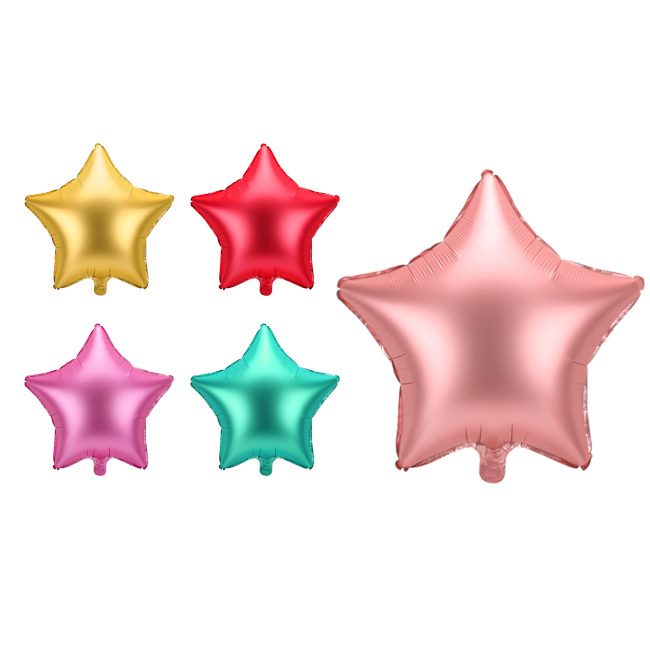 Vista principal del globo estrella satín de colores surtidos de 48 cm - PartyDeco - 1 unidad en color dorado, rojo, rosa, rosa dorado y verde