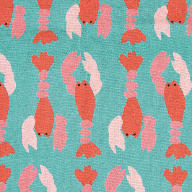 Vista frontal del tela canvas slim de algodón Lobsters Turquoise - Katia en stock