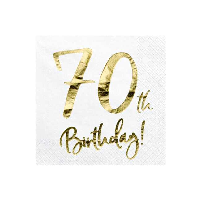 Vista principal del servilletas de Happy Birthday Golden de 16,5 x 16,5 cm - 20 unidades en stock