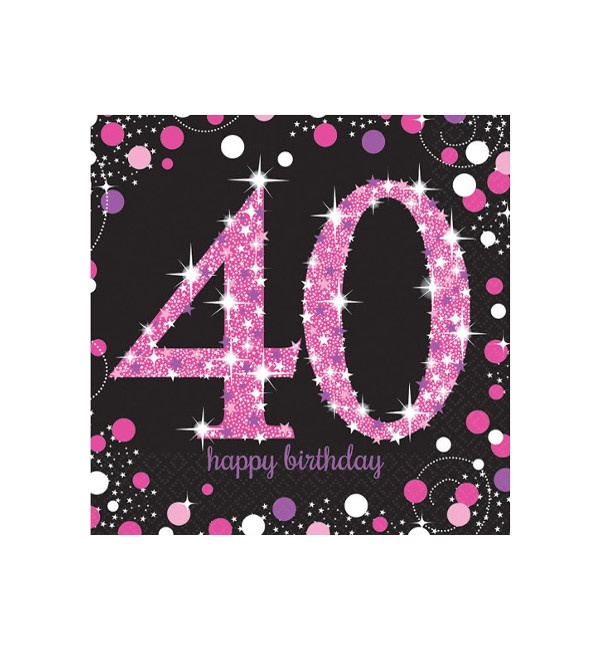 Vista principal del servilletas de Pink Birthday de 16,5 x 16,5 cm - 16 unidades en stock