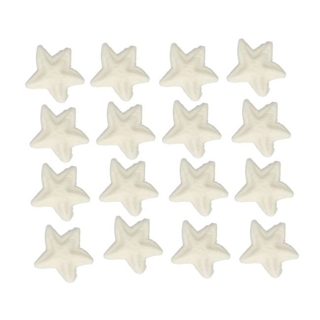 Vista delantera del figuras de azúcar de estrellas metalizadas - FunCakes - 24 unidades en color blanco, dorado y plata