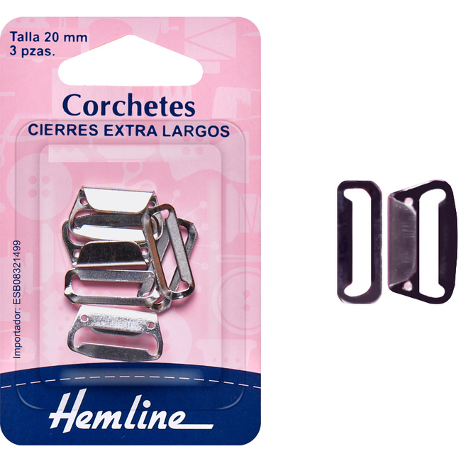Corchetes de 2 cm extra largos - Hemline - 3 pares por 1,80 €