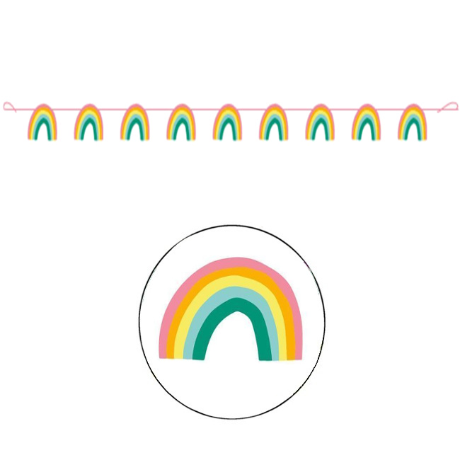 Vista principal del guirnalda de arcoíris pastel de 2,5 m en stock