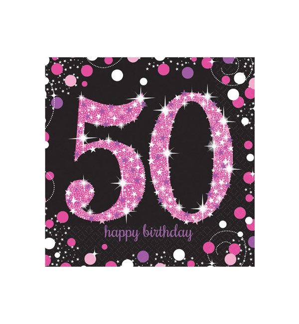 Vista principal del servilletas de Pink Birthday de 16,5 x 16,5 cm - 16 unidades en stock