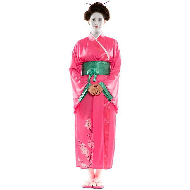 Disfraz de geisha rosa y verde para mujer por 26,00 €