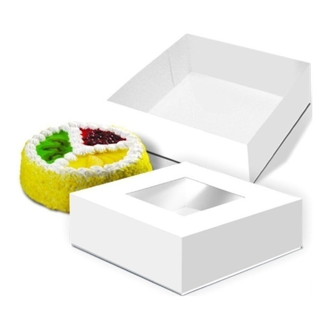 Caja para tarta blanca con ventana 25,5 x 25,5 x 10 cm