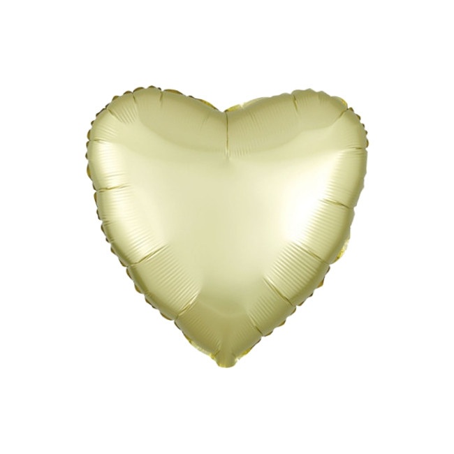 Vista delantera del globo de corazón satín de 43 cm - Anagram - 1 unidad en color amarillo, azul acero, azul marino, azul pastel, blanco, dorado, fucsia, naranja, negro, plateado, rojo, rosa, rosa dorado, rosa pastel, verde, verde claro y verde oscuro
