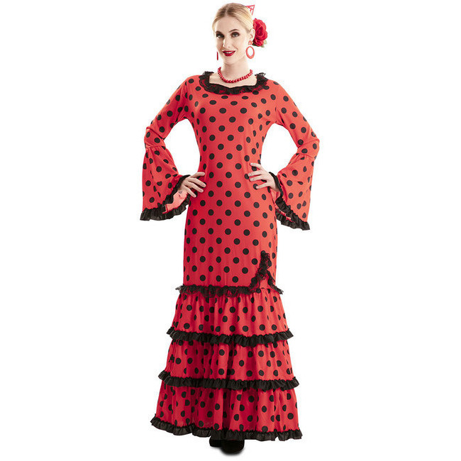 Disfraz de sevillana rojo con lunares negros para mujer por 29,50 €