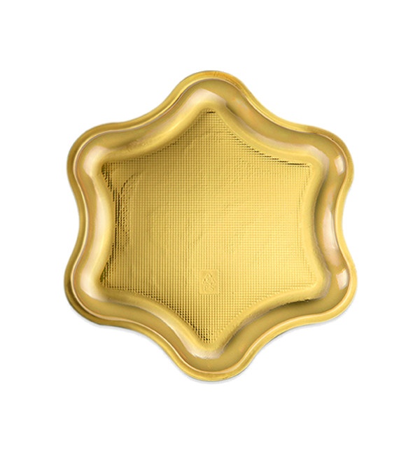 Vista principal del platos de estrella metalizados de 25 cm - Maxi Products - 4 unidades en color dorado, plateado y rojo